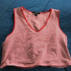 Red and White striped crop top