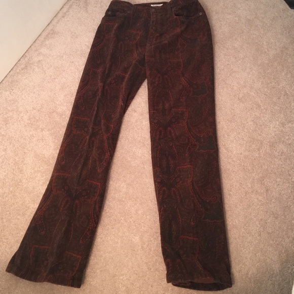 Corduroy paisley pants, high waisted.