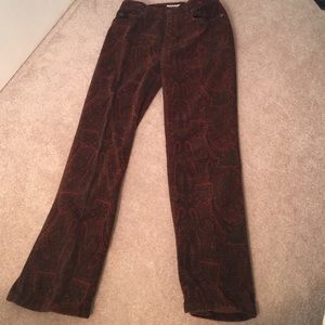 Corduroy paisley pants, high waisted.
