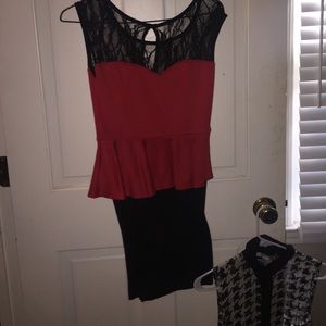 Red and black party dress
