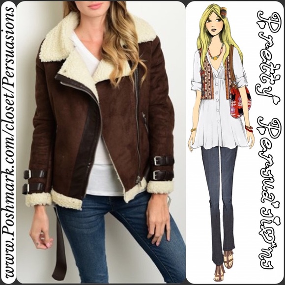 NWT Faux Suede & Sherling Winter Moto Jacket - Picture 2 of 3