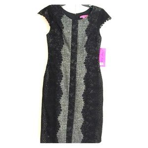 NEW! Betsy Johnson Gray and Black Lace Dress