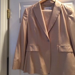 Calvin Klein beige pinstripe pantsuit
