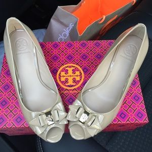 Tory Burch patent leather wedges.
