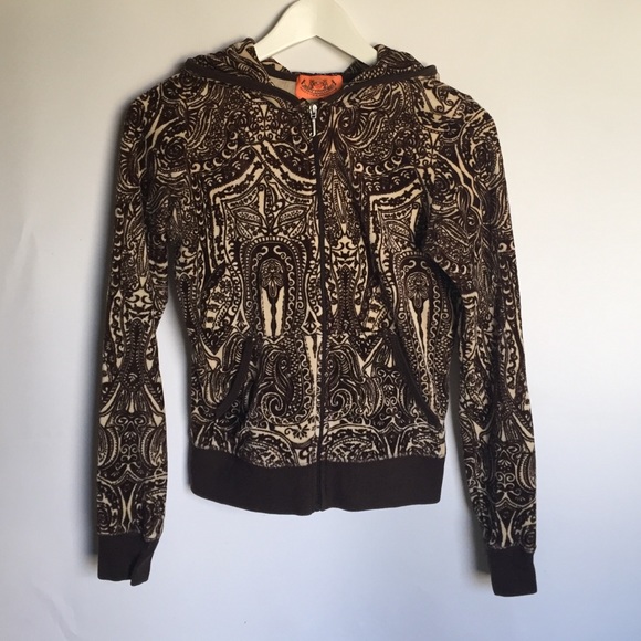 Juicy Couture Tops - Juicy Couture Brown and Beige Zip Up Hoodie sz S Juicy Couture Tops - Juicy Couture Brown and Beige Zip Up Hoodie sz S