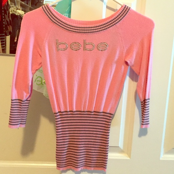 Bebe pink and grey top