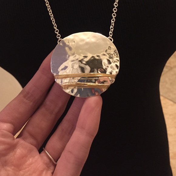 NWT Anthro silver & gold wire layering necklace - Picture 3 of 3