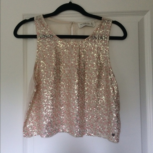 Sheer sequin crop tank