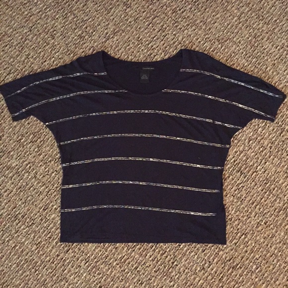 Black Calvin Klein Top with Silver Embellishments