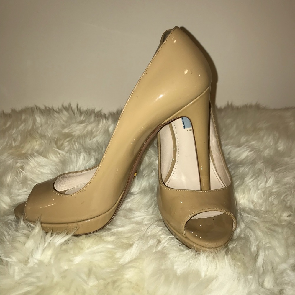 Nude Prada Peep Toe Pumps ❤️