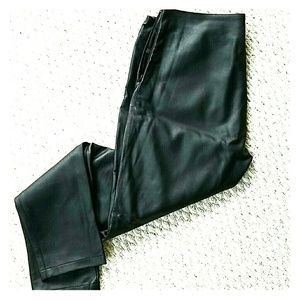 Womens Black Faux Leather Leggings