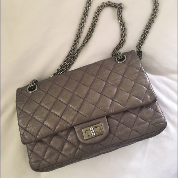 Authentic Chanel Reissue 2.55 Pewter Palladium