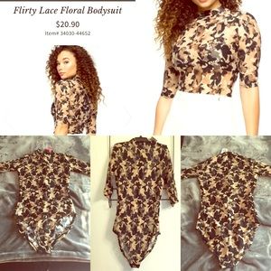 Flirty lace floral body suit