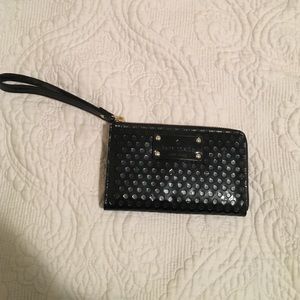 Small Kate Spade black patent leather wristlet