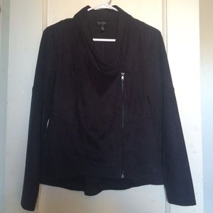 Soft faux suede asymmetrical jacket