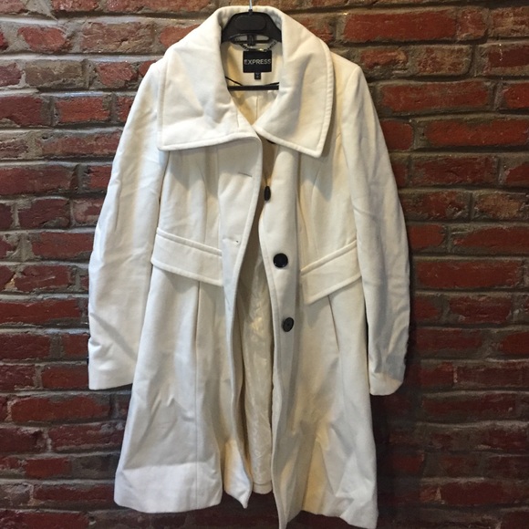 white/ cream wool shell winter coat - Picture 1 of 2