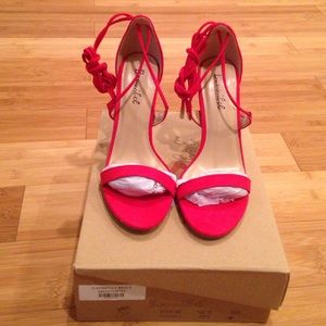 Lulus "Applause Red Suede Lace-Up Heels