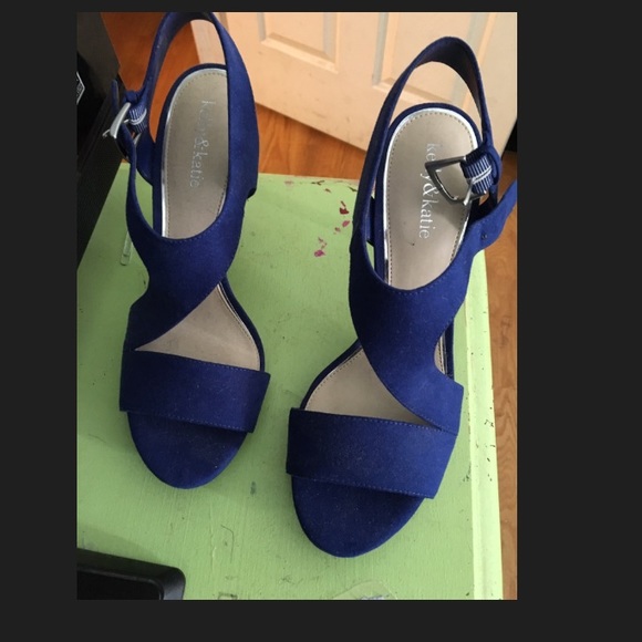 Blue open toed heels