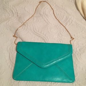 Turquoise envelope clutch