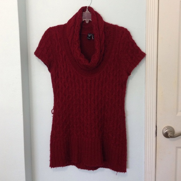 Cowl neck knit sweater dress