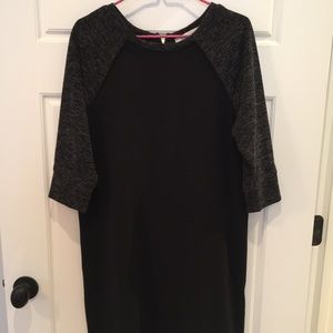 LOFT SZ 6 black dress w/ grey wool raglan sleeves