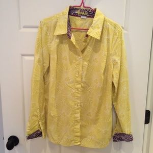 BODEN bright yellow poplin button up shirt