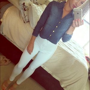 Dark denim button down