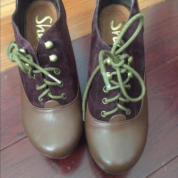 Shellys London Burgundy Brown Platform Brogues - Picture 4 of 4