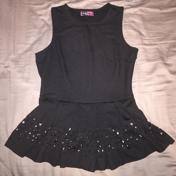 Puplum tank top, Black, Medium