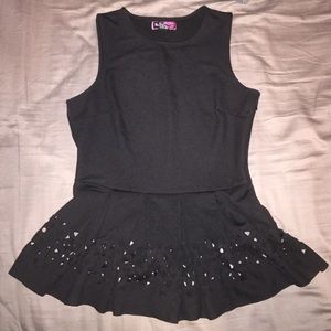 Puplum tank top, Black, Medium