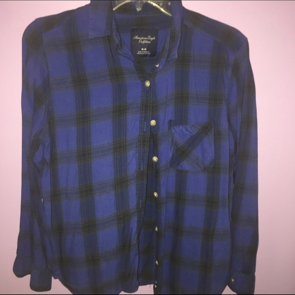 American Eagle Blue Plaid Shirt