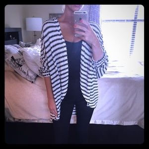 Black and white knit over throw