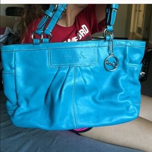 Teal coach tote