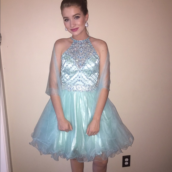 Aqua Homecoming Short Dress - Picture 1 of 4