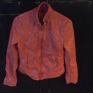 Boutique Brand Orange Faux Leather Jacket