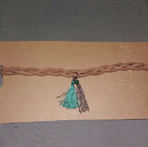 Green tassel braided choker necklace
