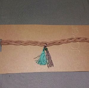 Green tassel braided choker necklace