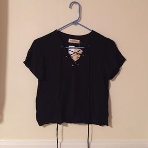 NWT LF LACE UP CROP TOP