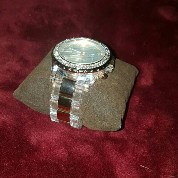 Michael Kors Clear and Rose Gold Watch - Picture 2 of 4