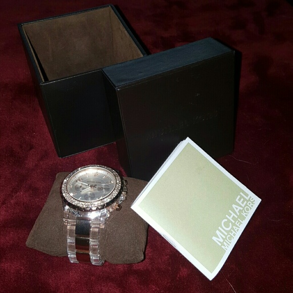 Michael Kors Clear and Rose Gold Watch - Picture 4 of 4