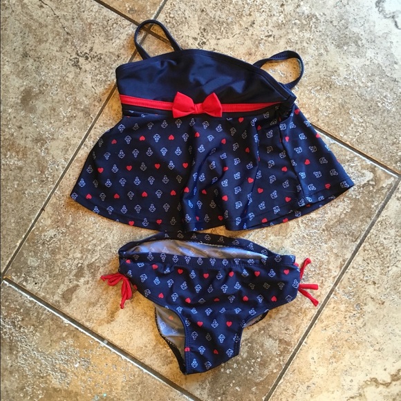 Toddler girl navy tankini set, 4T