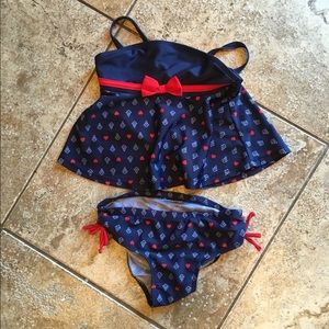 Toddler girl navy tankini set, 4T