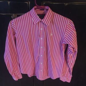 Polo by Ralph Lauren Slim Fit Pink and White Shirt
