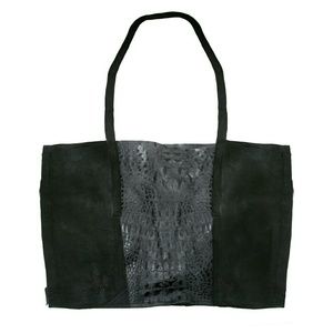 Embossed Crocodile and Lamb Skin Suede Leather Bag