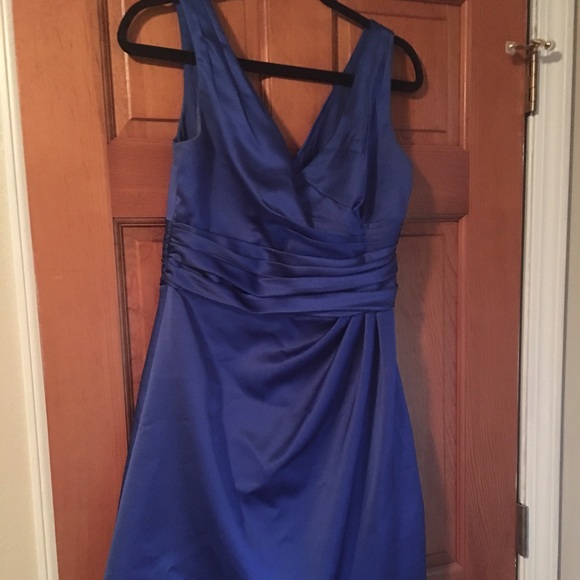 David's bridal cobalt blue knee length dress