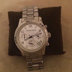 Authentic Michael Kors silver chronograph watch