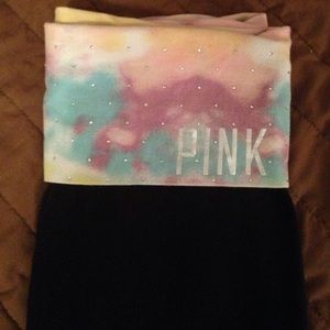 Cloudy pastel tie dye vs pink yoga legging
