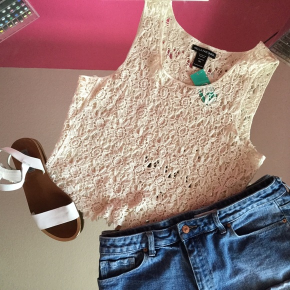 Boho Cream Lace Crop Top