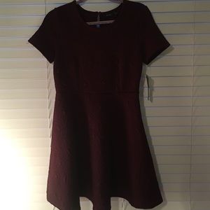 Burgundy dress with geometric print