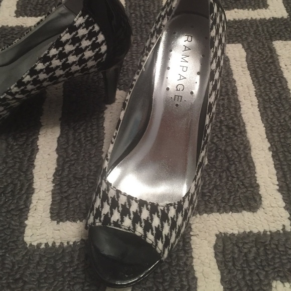 Shoes peep toe high heels houndstooth checkered - Picture 2 of 4